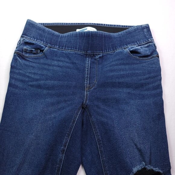 Old Navy Womens Bootcut Pull On Jeans 16 Plus Short Distressed Mid Rise Stretch - Picture 6 of 9